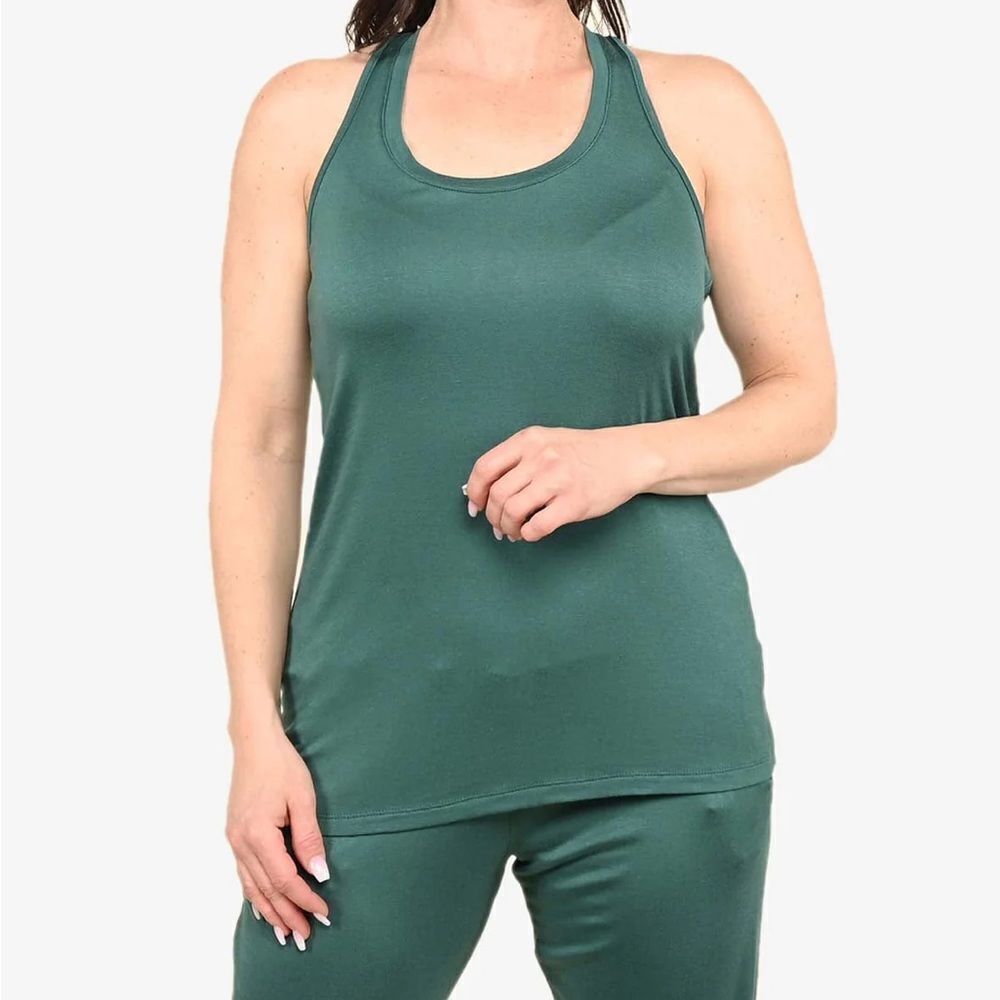 Tamsy Basic Green Racerback Knit Tank Top XL